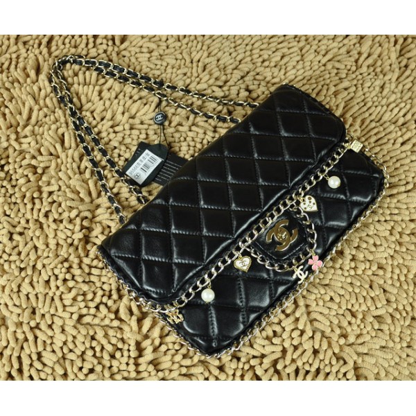 Chanel Borse In Pelle Di Agnello Nero 2011 Lembo Di Recente Con