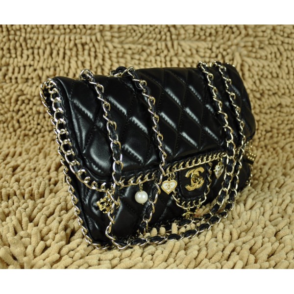 Chanel Borse In Pelle Di Agnello Nero 2011 Lembo Di Recente Con