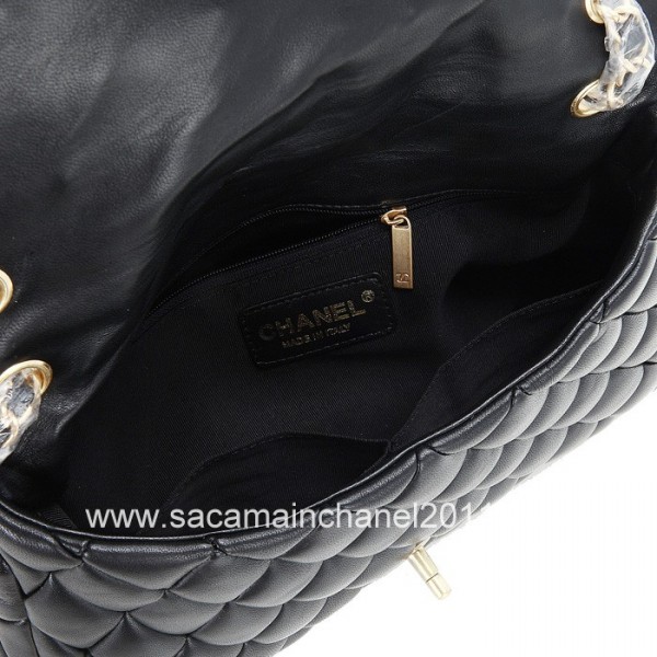 Chanel In Pelle Di Agnello Trapuntato Nero Con Borsa A50661 Chan