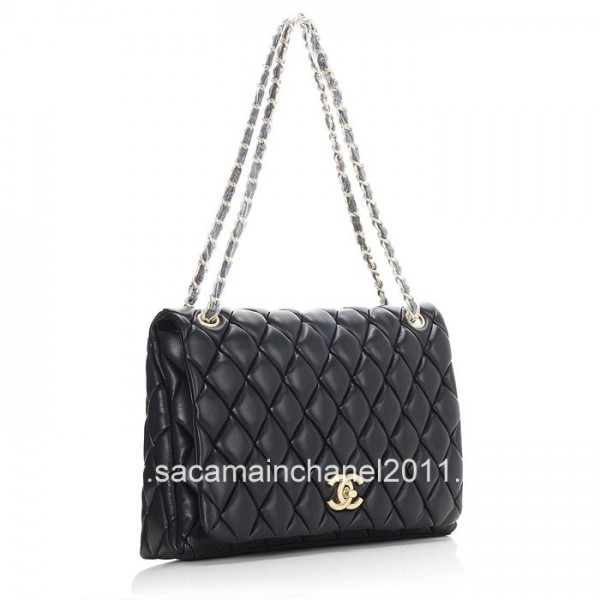 Chanel In Pelle Di Agnello Trapuntato Nero Con Borsa A50661 Chan