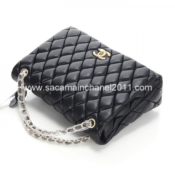 Chanel In Pelle Di Agnello Trapuntato Nero Con Borsa A50661 Chan