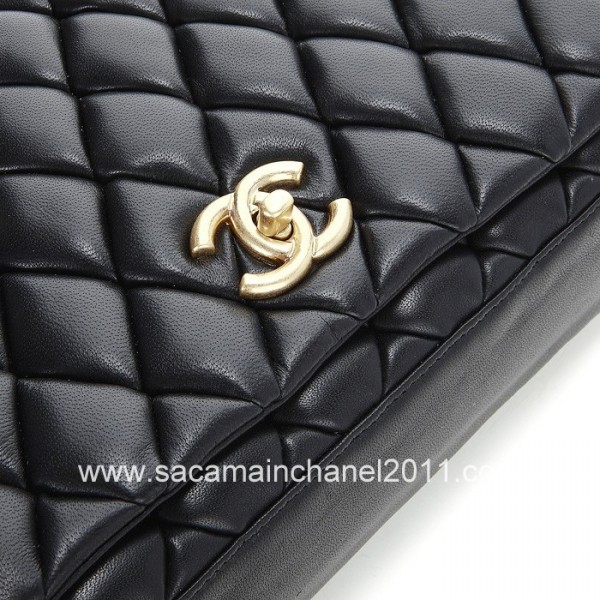 Chanel In Pelle Di Agnello Trapuntato Nero Con Borsa A50661 Chan