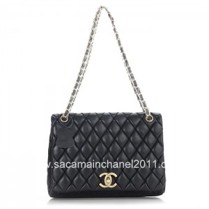 Chanel In Pelle Di Agnello Trapuntato Nero Con Borsa A50661 Chan