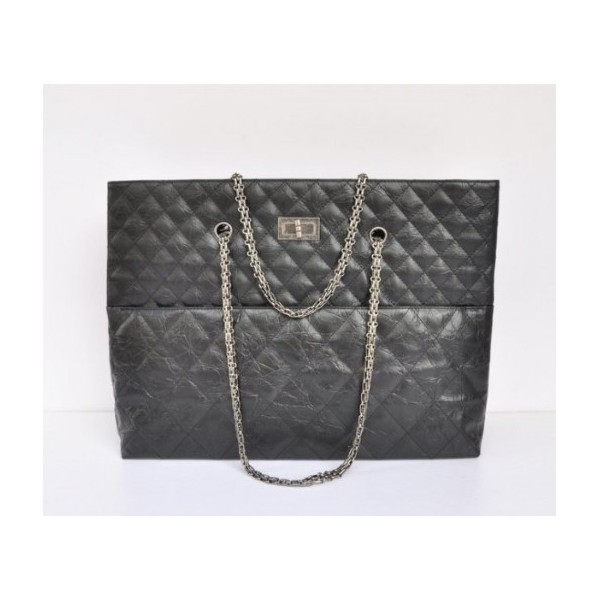 Chanel In Pelle Di Vitello Nera A50979 Tote Grande Con Silver Hw