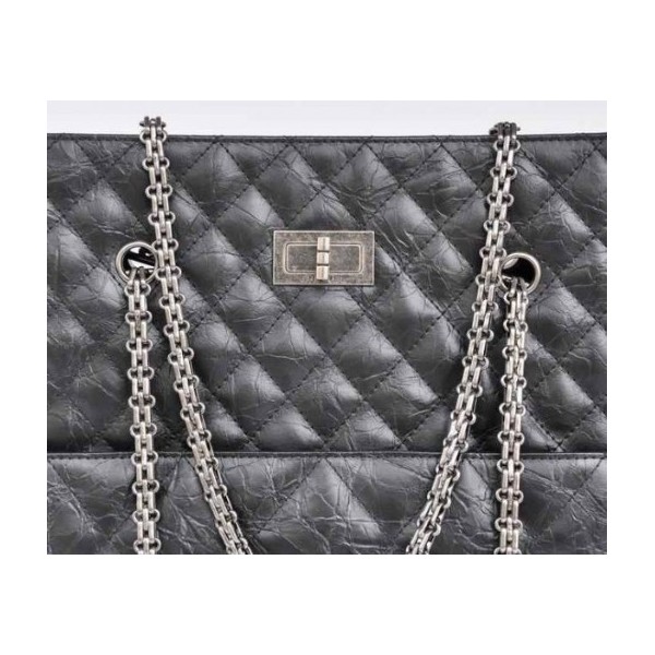 Chanel In Pelle Di Vitello Nera A50979 Tote Grande Con Silver Hw