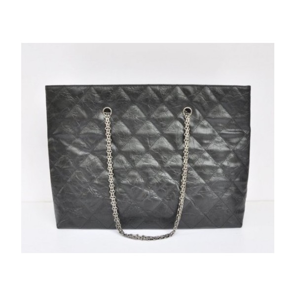 Chanel In Pelle Di Vitello Nera A50979 Tote Grande Con Silver Hw