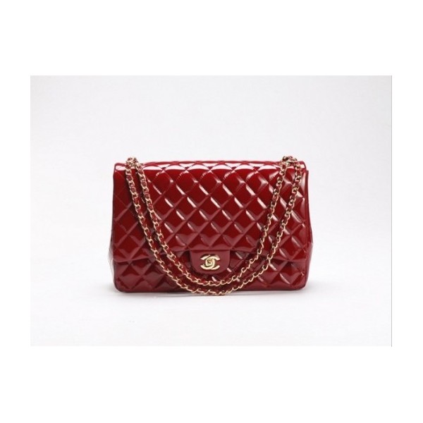 Maroon Chanel A47600 Brevetti Flap Borse In Pelle Con Maxi Oro H