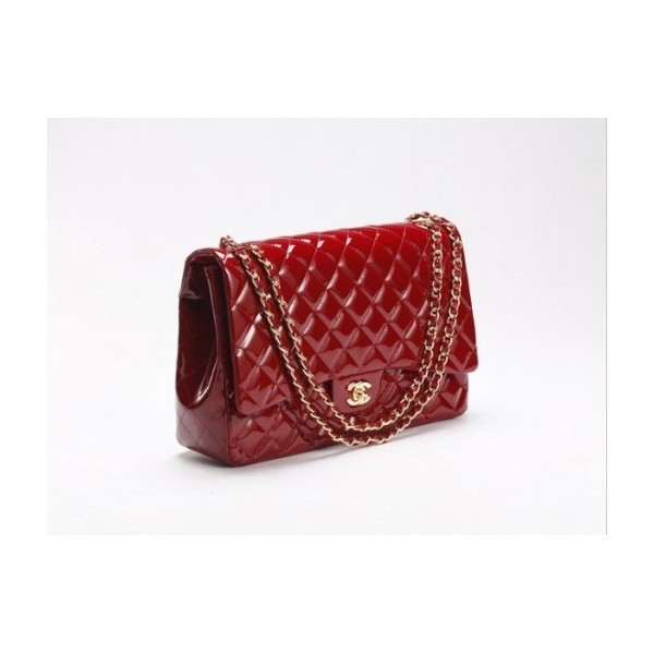 Maroon Chanel A47600 Brevetti Flap Borse In Pelle Con Maxi Oro H