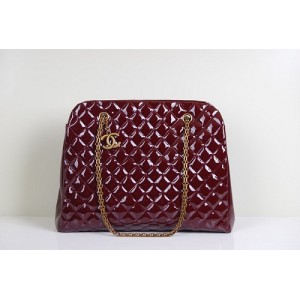 Maroon Patent Leather Bag Chanel A49855 Grande