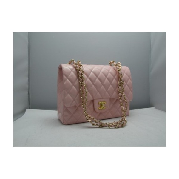 Nuovo Chanel 2011 Borse Flap In Pelle Verniciata Rosa Con Ghw