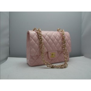 Nuovo Chanel 2011 Borse Flap In Pelle Verniciata Rosa Con Ghw