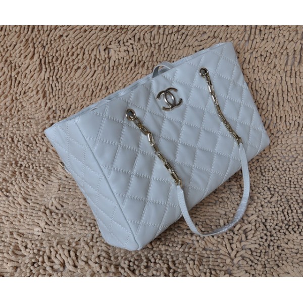 Off White Chanel 2011 Large Tote In Pelle Di Vitello