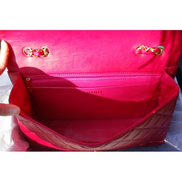 Trapuntato Chanel 2011 Rose Red Borse Flap Pelle Di Agnello Con