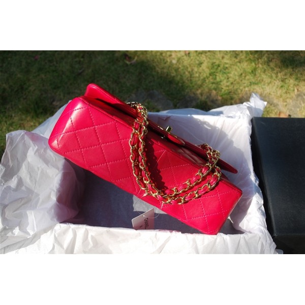 Trapuntato Chanel 2011 Rose Red Borse Flap Pelle Di Agnello Con