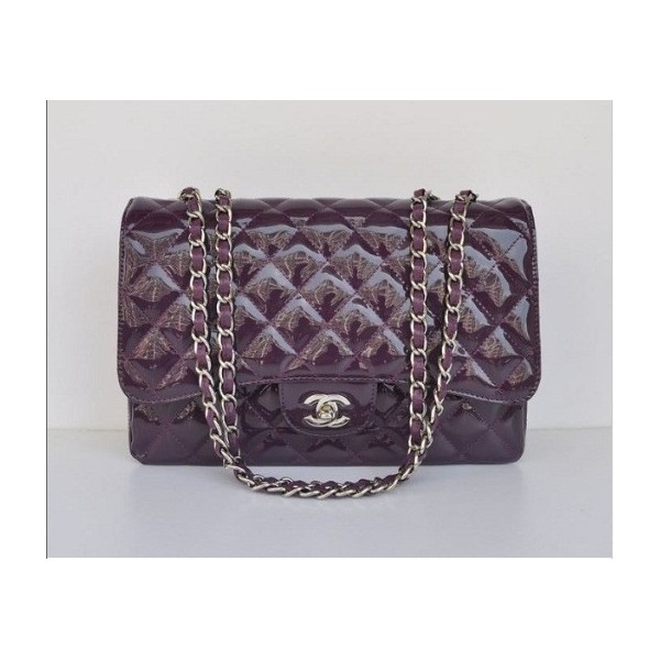 Viola Borse Chanel A28600 Flap In Pelle Patent Con Silver Hw