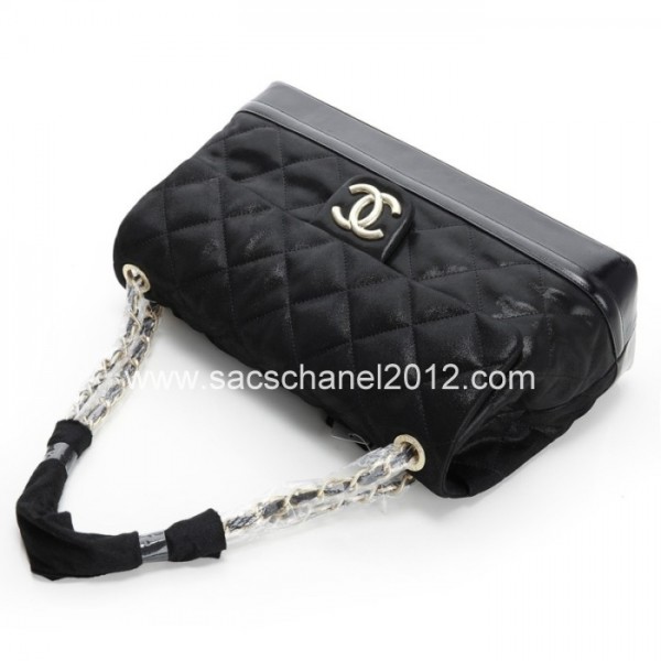 2012 Borse Chanel Quilted Pelle Di Vitello Nera Iridescente Con