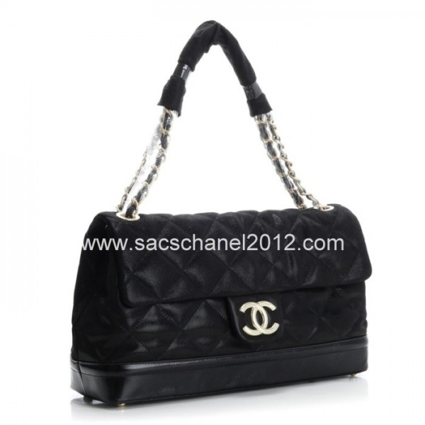 2012 Borse Chanel Quilted Pelle Di Vitello Nera Iridescente Con