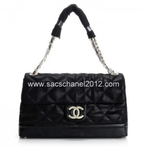 2012 Borse Chanel Quilted Pelle Di Vitello Nera Iridescente Con