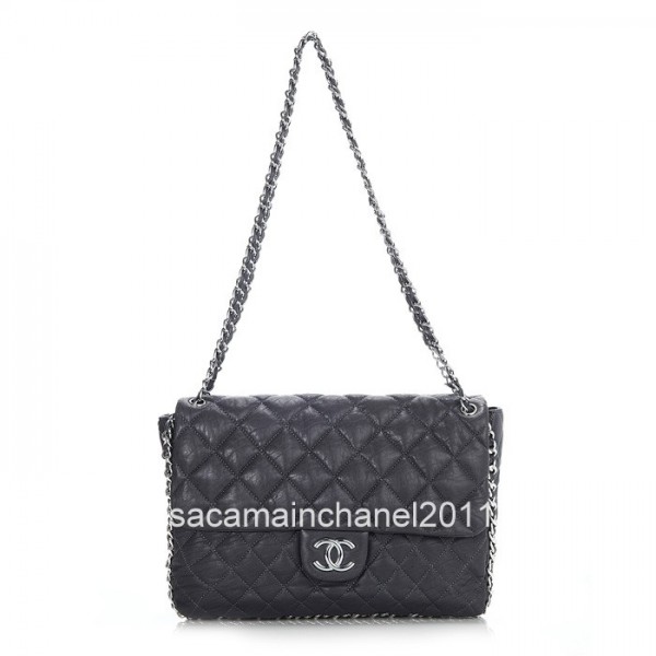 2012 Nuove Borse Chanel Flap In Pelle Di Vitello Grigio Con Cate