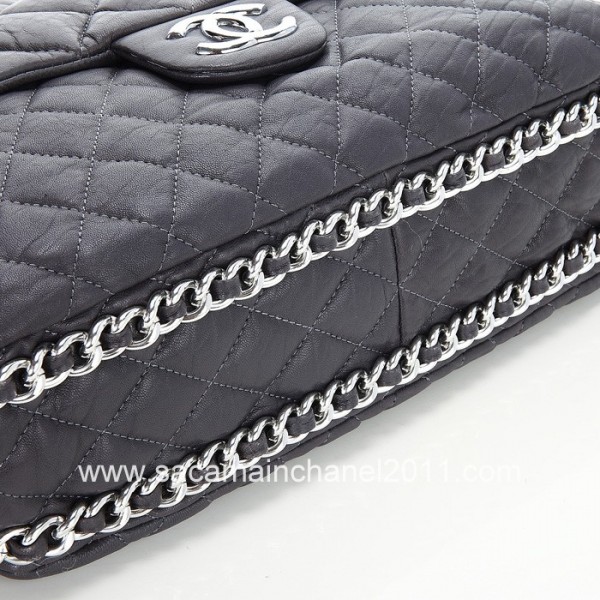 2012 Nuove Borse Chanel Flap In Pelle Di Vitello Grigio Con Cate