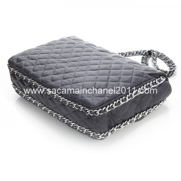 2012 Nuove Borse Chanel Flap In Pelle Di Vitello Grigio Con Cate