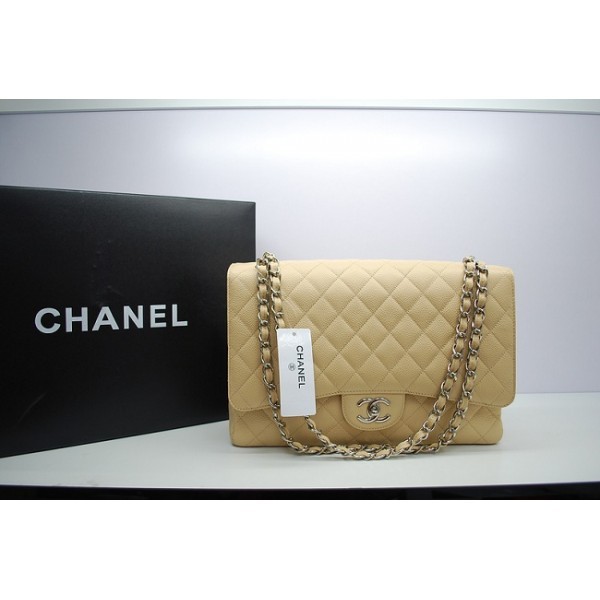 Beige Chanel 2012 Flap Caviar Maxi Borse In Pelle Con Shw