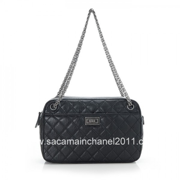 Borse Chanel 2012 Fotocamera In Pelle Di Vitello Nero Con Argent