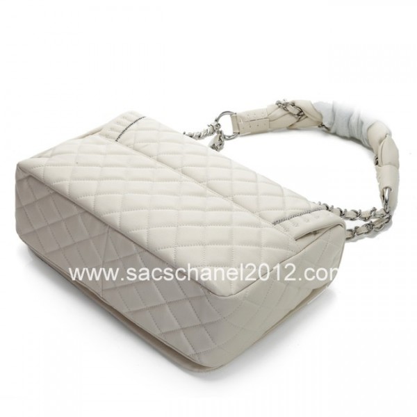 Borse Chanel 2012 Off White Flap In Pelle Lavorato Con Catena Ra