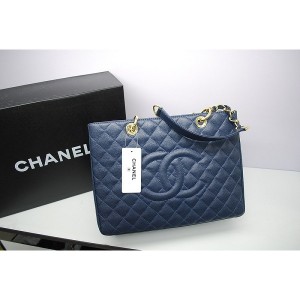Borse Chanel A50995 Caviar Blu Scuro Con Ghw Gst Commerciale