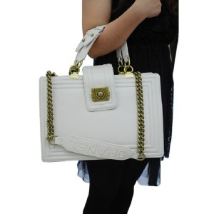 Borse Chanel A66714 Boy Latte Mucca Bianca Con Lannata Ghw