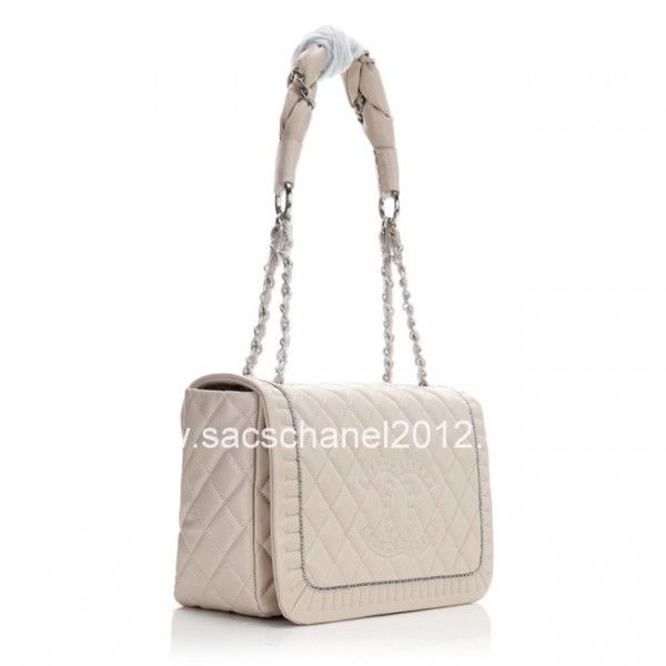 Borse Chanel Flap 2012 Albicocca Pelle Lavorato Con Catena Rasat