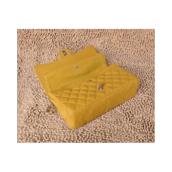 Borse Chanel Flap A01113 In Pelle Caviale Giallo Con Argento Hw