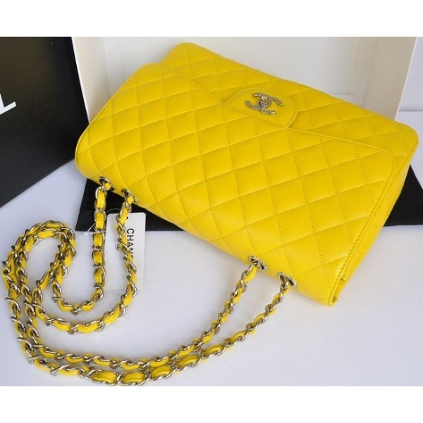 Borse Chanel Flap A28600 In Pelle Caviale Giallo Con Shw