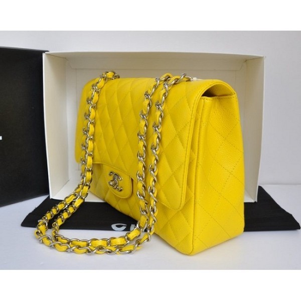 Borse Chanel Flap A28600 In Pelle Caviale Giallo Con Shw