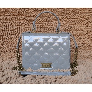 Borse Chanel Flap A66816 In Pelle Vernice Grigio