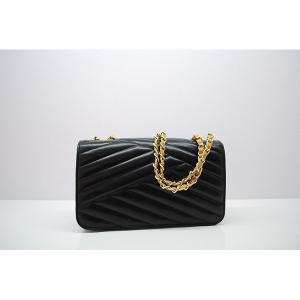 Borse Chanel Flap A66839 In Pelle Di Agnello Nero Con Mini Madem