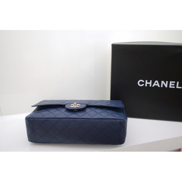Borse Chanel Flap In Pelle Caviar 2012 Maxi Blu Con Shw