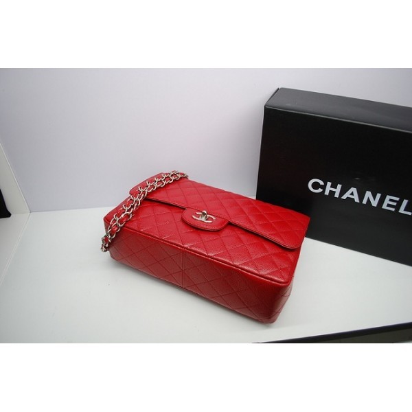 Borse Chanel Flap In Pelle Jumbo 36097 Caviale Rosso Con Shw