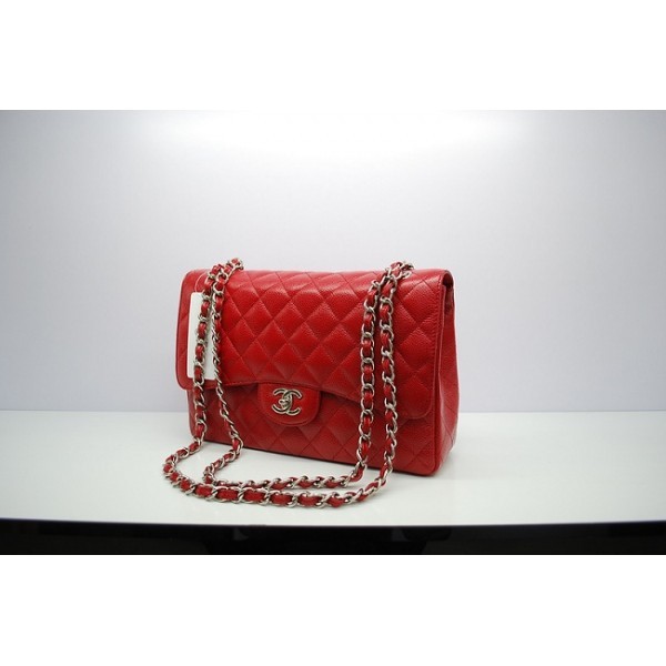 Borse Chanel Flap In Pelle Jumbo 36097 Caviale Rosso Con Shw
