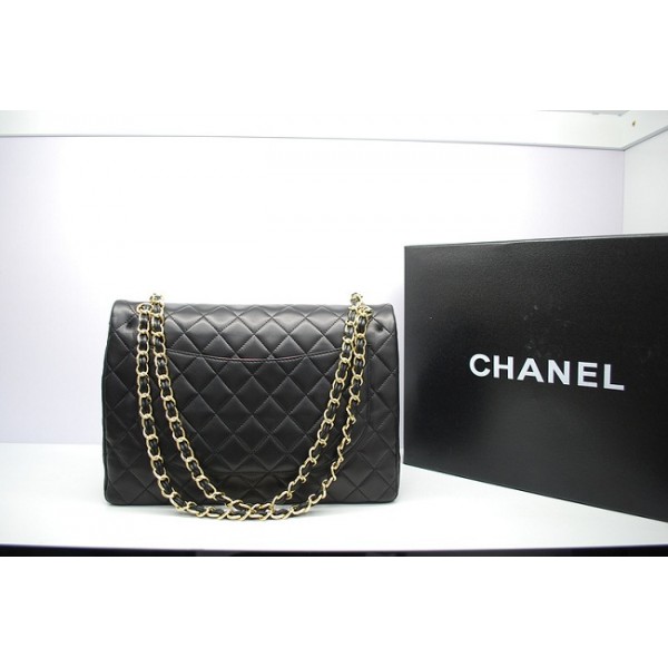 Borse Chanel Nero Importa Flap Maxi Agnello Con Ghw 36098