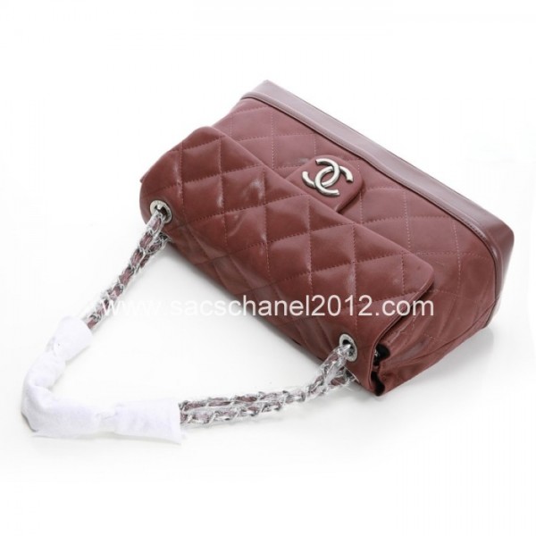 Borse Chanel Quilted 2012 Pelle Di Vitello Maroon Iridescente Co