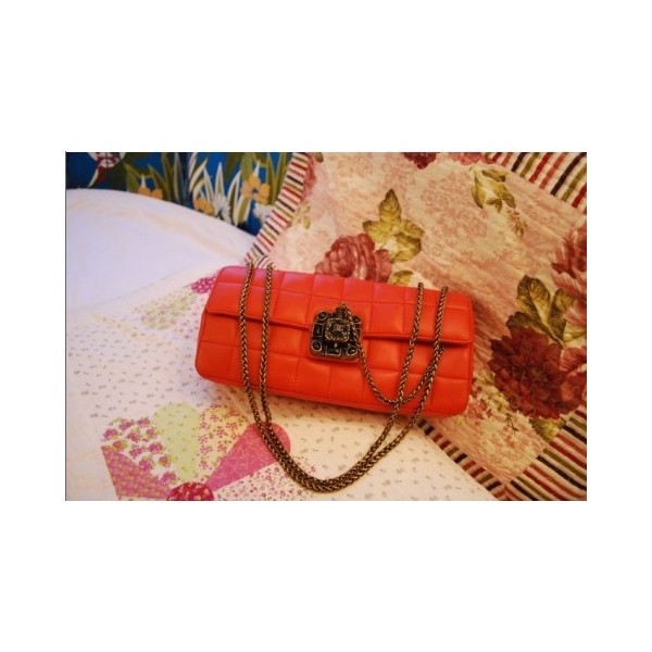 Chanel 2012 Arancione Rosso Flap Bag Agnello Con Chiusura Gioiel