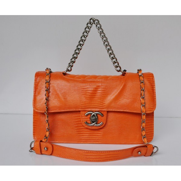Chanel 2012 Arancione Vene Lizard Leather Flap Borse