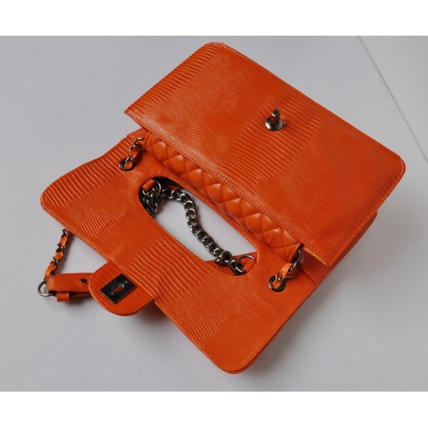 Chanel 2012 Arancione Vene Lizard Leather Flap Borse