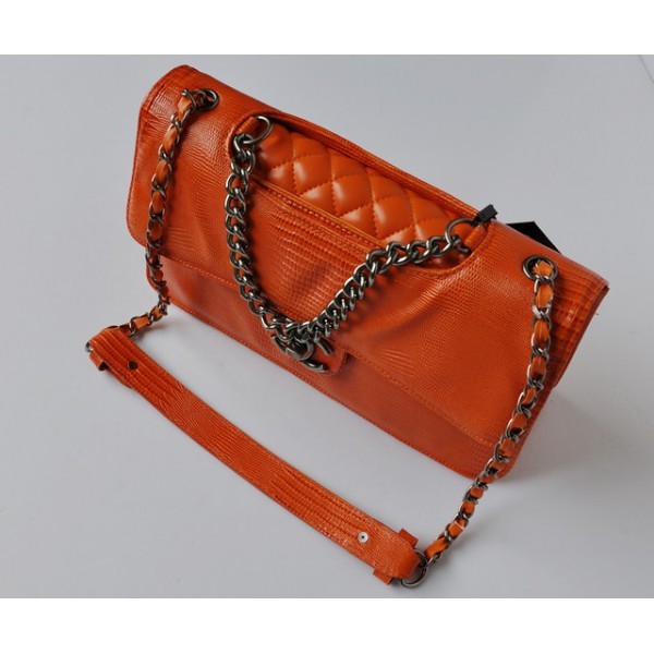 Chanel 2012 Arancione Vene Lizard Leather Flap Borse