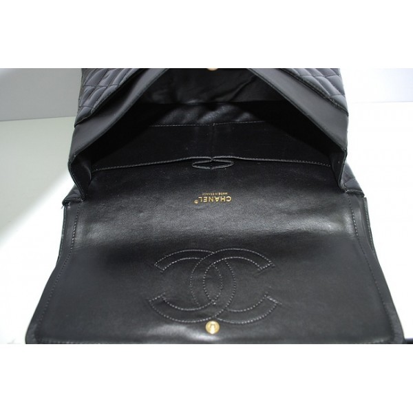 Chanel 2012 Black Patent Leather Flap Borse Maxi Con Ghw