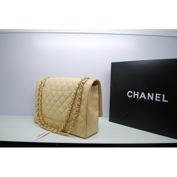 Chanel 2012 Borse Maxi Flap In Pelle Beige Con Caviar Ghw