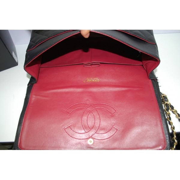 Chanel 2012 Borse Maxi Flap In Pelle Nera Caviale Con Ghw In