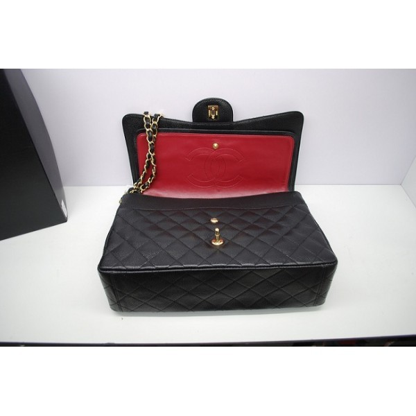 Chanel 2012 Borse Maxi Flap In Pelle Nera Caviale Con Ghw In