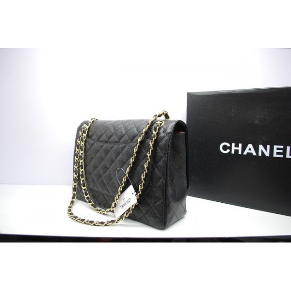 Chanel 2012 Borse Maxi Flap In Pelle Nera Caviale Con Ghw In